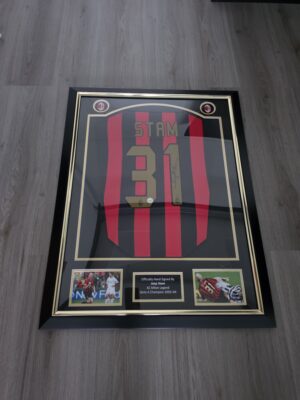 Gesigneerd Jaap Stam AC Milan Shirt #31 – Luxe Gouden Inlijstin